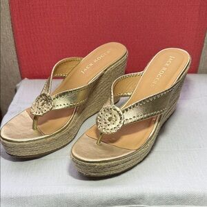 NWOT! Jack Rogers Metallic Gold Wedge Sandals